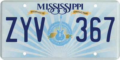 MS license plate ZYV367