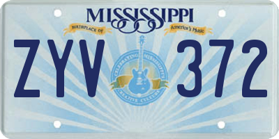 MS license plate ZYV372