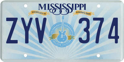 MS license plate ZYV374