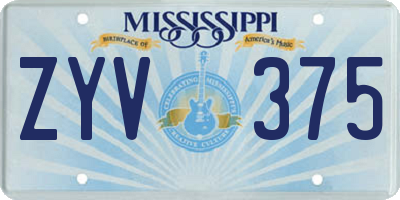 MS license plate ZYV375