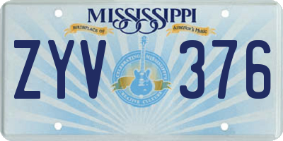 MS license plate ZYV376