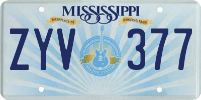 MS license plate ZYV377