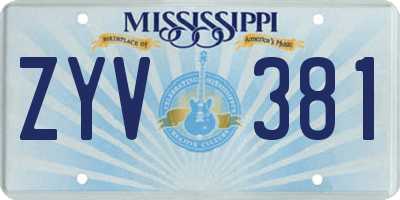 MS license plate ZYV381