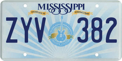 MS license plate ZYV382