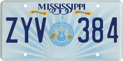 MS license plate ZYV384