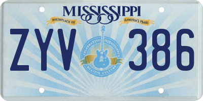 MS license plate ZYV386
