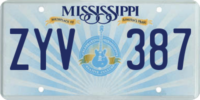 MS license plate ZYV387