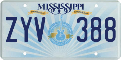MS license plate ZYV388