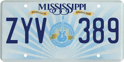 MS license plate ZYV389