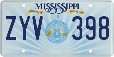 MS license plate ZYV398