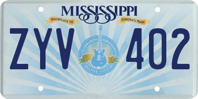 MS license plate ZYV402