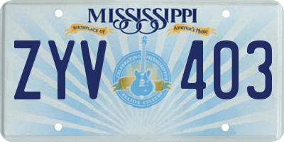 MS license plate ZYV403
