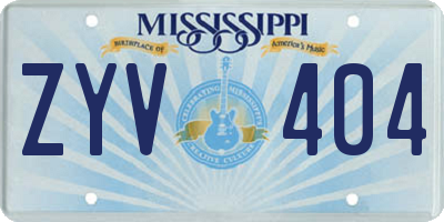MS license plate ZYV404