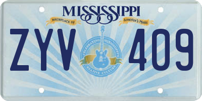 MS license plate ZYV409