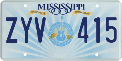 MS license plate ZYV415