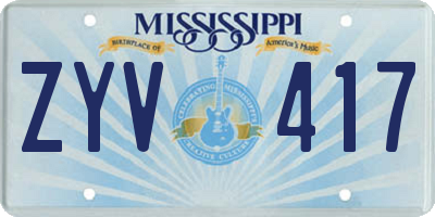 MS license plate ZYV417
