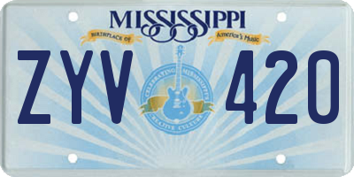 MS license plate ZYV420