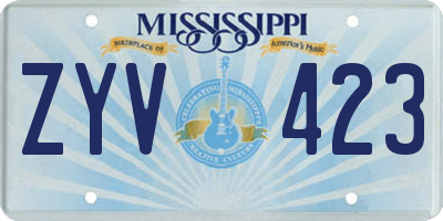 MS license plate ZYV423