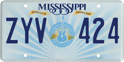MS license plate ZYV424