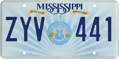 MS license plate ZYV441
