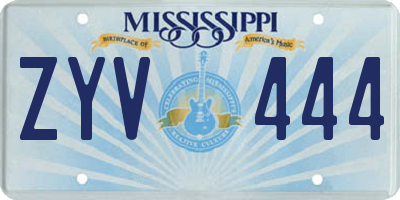 MS license plate ZYV444