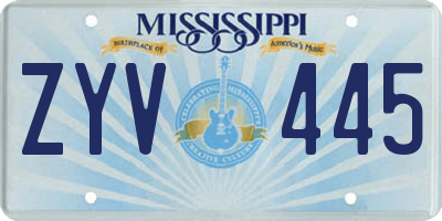 MS license plate ZYV445