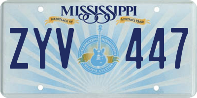 MS license plate ZYV447