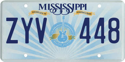 MS license plate ZYV448
