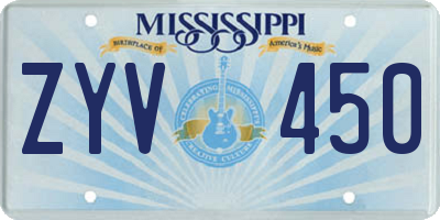 MS license plate ZYV450