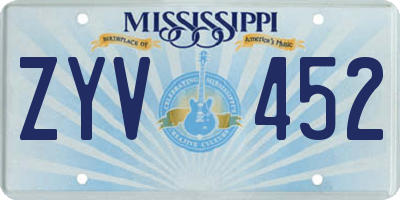 MS license plate ZYV452