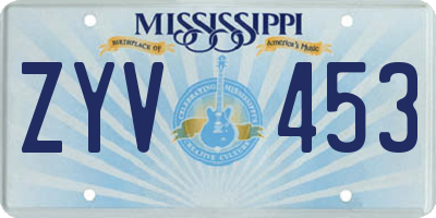 MS license plate ZYV453