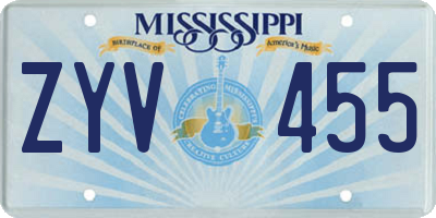 MS license plate ZYV455