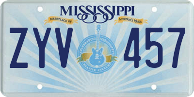 MS license plate ZYV457