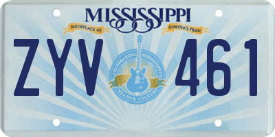 MS license plate ZYV461