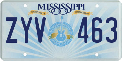 MS license plate ZYV463