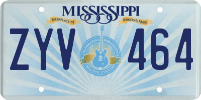 MS license plate ZYV464