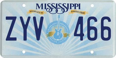 MS license plate ZYV466