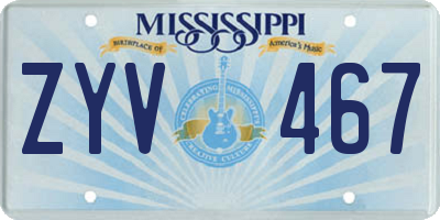 MS license plate ZYV467