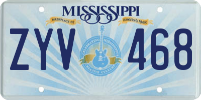 MS license plate ZYV468