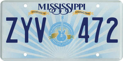 MS license plate ZYV472