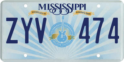 MS license plate ZYV474