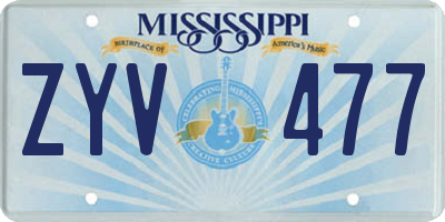 MS license plate ZYV477