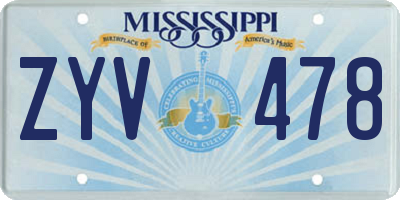 MS license plate ZYV478
