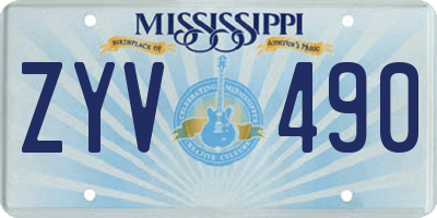 MS license plate ZYV490