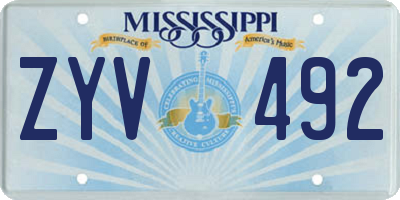 MS license plate ZYV492