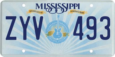 MS license plate ZYV493