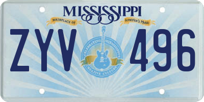 MS license plate ZYV496