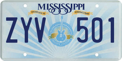 MS license plate ZYV501