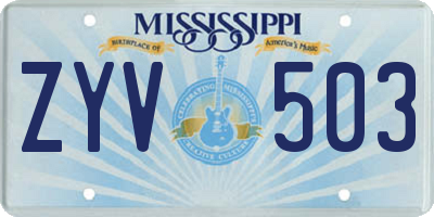 MS license plate ZYV503