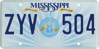 MS license plate ZYV504